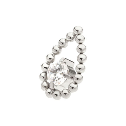 Invictus Titanium Internally Threaded Hollow Teardrop Shape Beads with Prong Set CZ Top