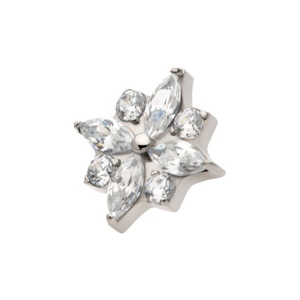 Invictus Titanium Internally Threaded with 4 Marquise & 4 Round CZ Flower Shape Top