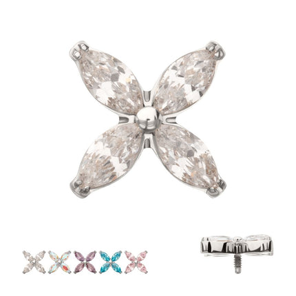 Invictus Titanium Internally Threaded 4-Marquise Flower Gem Top