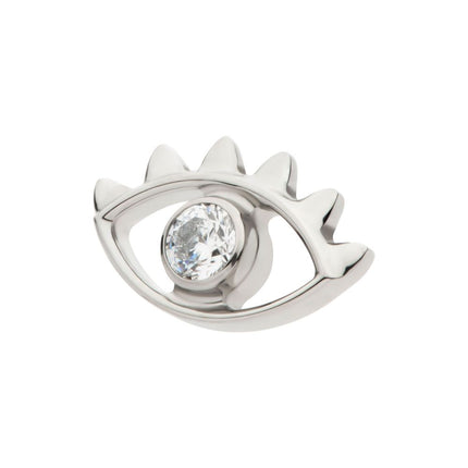 Invictus Titanium Internally Threaded with 2mm Bezel Set Round CZ Gem Evil Eye Top