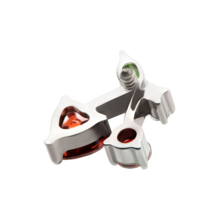 Invictus Titanium Internally Threaded Prong Set Multi Gem Cherry Top