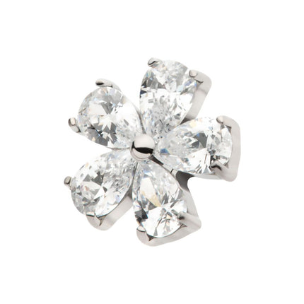 Invictus Titanium Internally Threaded Prong Set CZ Gem 5-Petal Flower Top