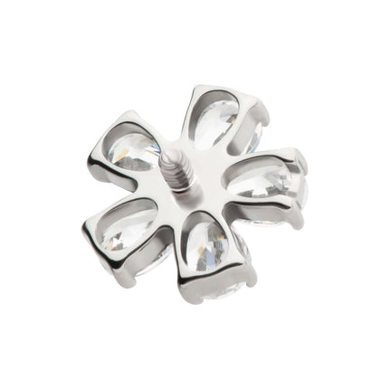 Invictus Titanium Internally Threaded Prong Set CZ Gem 5-Petal Flower Top