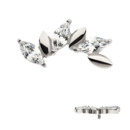 Invictus Titanium Internally Threaded Oscillating Marquise CZ Gem 6-Cluster Top