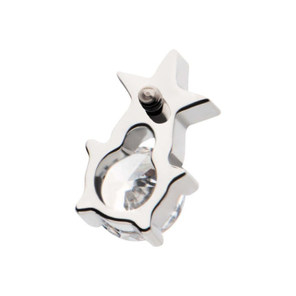 Invictus Titanium Internally Threaded Star with Prong Set Round CZ Top