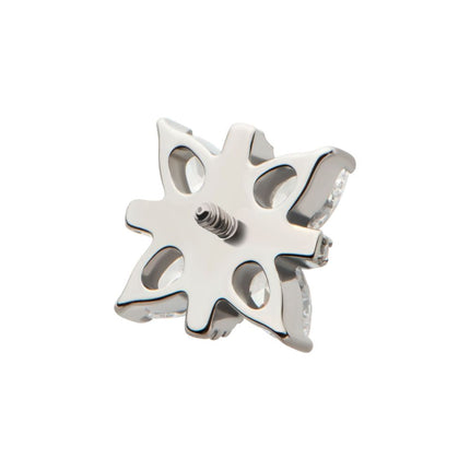 Invictus Titanium Internally Threaded Paved CZ Cross with Pronged Marquise CZ Flower Top