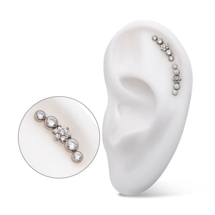 Invictus Titanium Internally Threaded Prong Set Flower with Bezel Set Round CZ/Opal Cluster Top