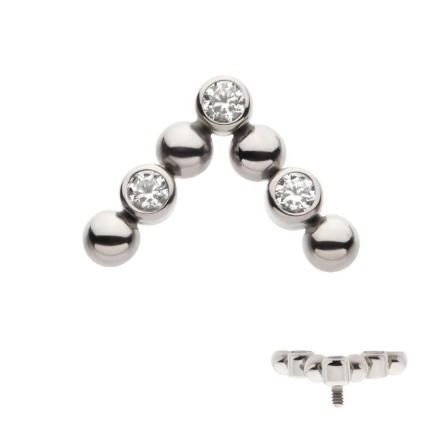 Invictus Titanium Internally Threaded Beads & Bezel Set Round CZ Cluster Chevron Top