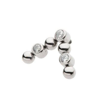 Invictus Titanium Internally Threaded Beads & Bezel Set Round CZ Cluster Chevron Top