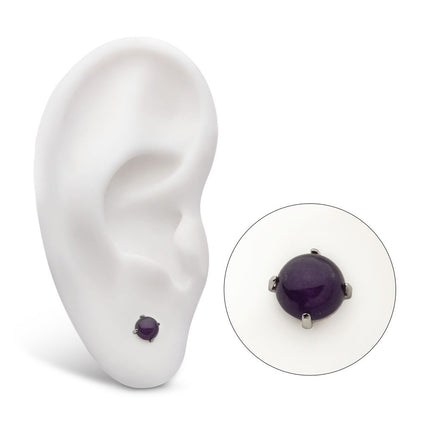 Invictus Titanium Internally Threaded Prong Set Natural Amethyst Stone Top