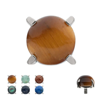 Invictus Titanium Internally Threaded 4-Prong Round Natural Stone Top