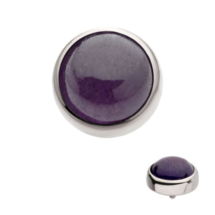 Invictus Titanium Internally Threaded Bezel Set Natural Amethyst Stone Top