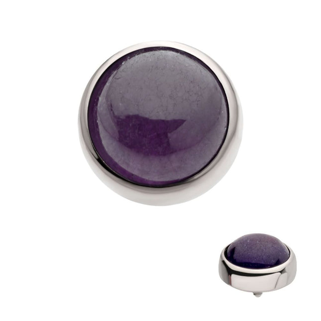 Invictus Titanium Internally Threaded Bezel Set Natural Amethyst Stone Top