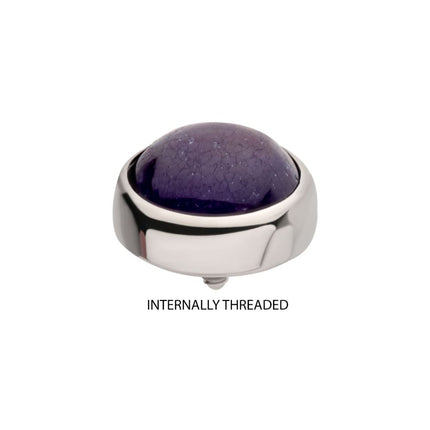 Invictus Titanium Internally Threaded Bezel Set Natural Amethyst Stone Top