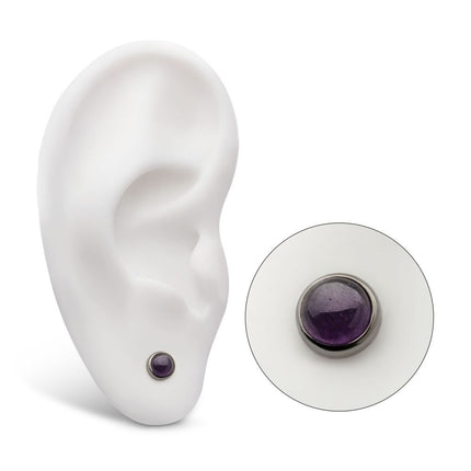 Invictus Titanium Internally Threaded Bezel Set Natural Amethyst Stone Top