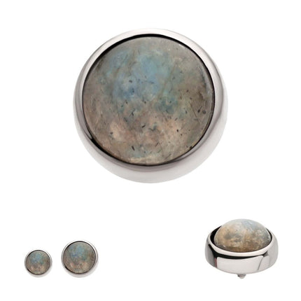 Invictus Titanium Internally Threaded Bezel Set Natural Labradorite Stone Top