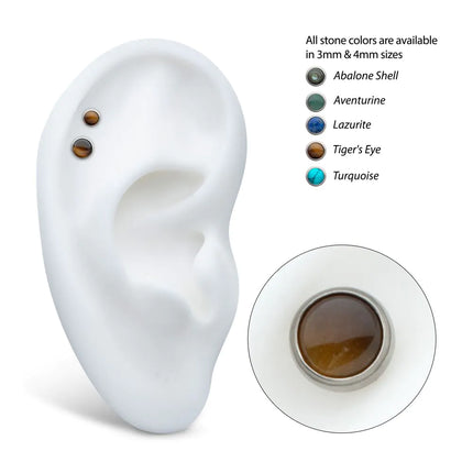 Invictus Titanium Internally Threaded Bezel Set Round Natural Stone Top