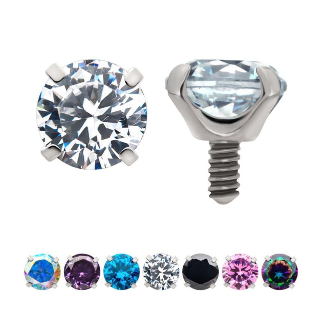 Invictus 16g Low Profile Titanium Internally Threaded with Prong Set Round 3A/5A CZ Top