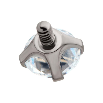 Invictus 16g Low Profile Titanium Internally Threaded with Prong Set Round 3A/5A CZ Top