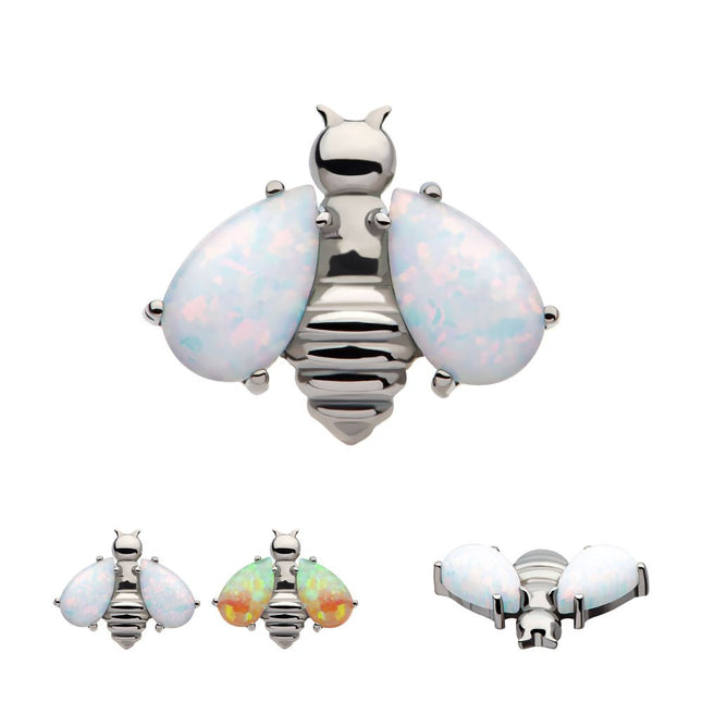 Invictus Titanium Internally Threaded Bee with Opal Wings Top