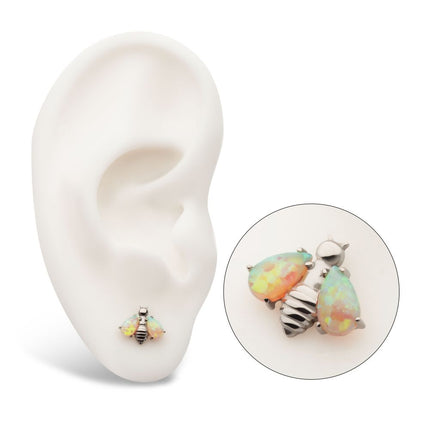 Invictus Titanium Internally Threaded Bee with Opal Wings Top