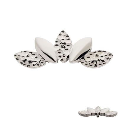 Invictus Titanium Internally Threaded Hammered Marquise Cluster Fan Shape Top