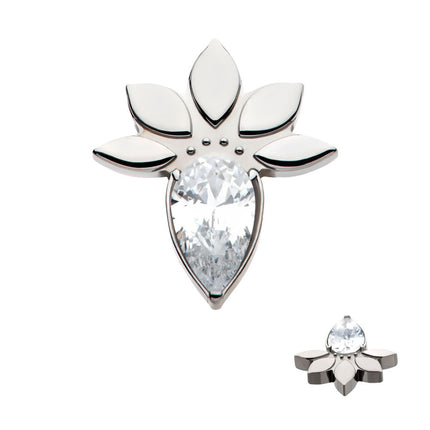 Invictus Titanium Internally Threaded Marquise Cluster Fan Shape with Teardrop CZ Top