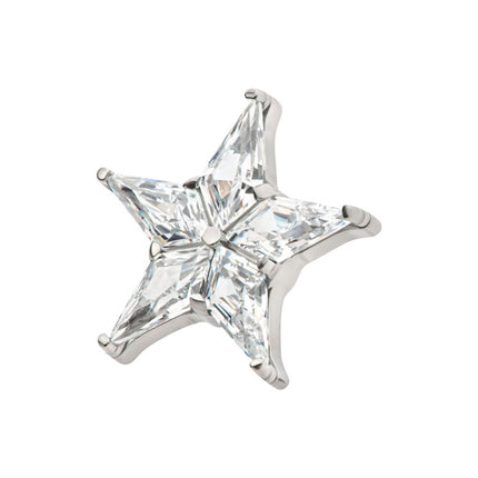 Invictus Titanium Internally Threaded Star Top with 5 Prong Set Kite Shape Clear CZ
