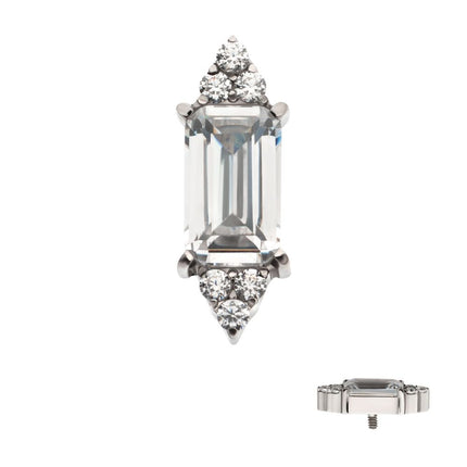 Invictus Titanium Internally Threaded Pronged Baguette & Round CZ 7-Cluster Top