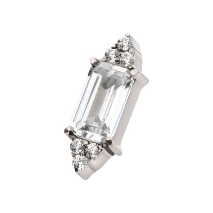 Invictus Titanium Internally Threaded Pronged Baguette & Round CZ 7-Cluster Top