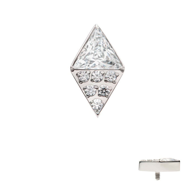 Invictus Titanium Internally Threaded Triangle & Round CZ Rhombus Shape Top