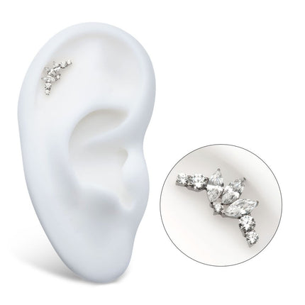 Invictus Titanium Internally Threaded Crown Shape Top with Clustered Prong Set Round & Marquise CZ