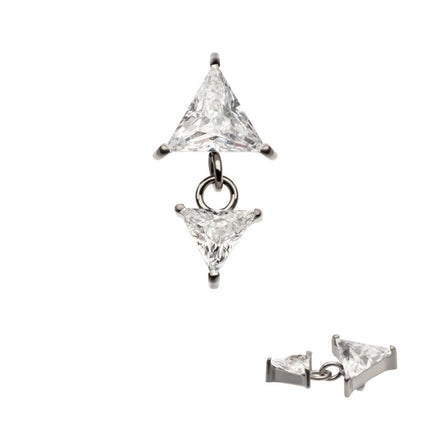 Invictus Titanium Internally Threaded Double Triangle Prong Set CZ Dangle Top