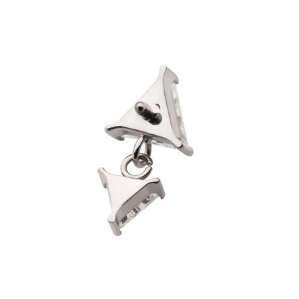 Invictus Titanium Internally Threaded Double Triangle Prong Set CZ Dangle Top