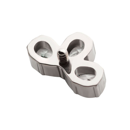 Invictus Titanium Internally Threaded Fan Shape Top with 3 Cluster Prong Set Teardrop CZ