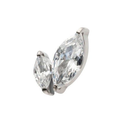 Invictus Titanium Internally Threaded Prong Set Marquise CZ 2-Cluster Top