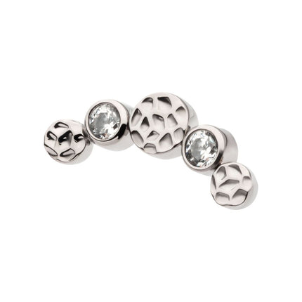 Invictus Titanium Internally Threaded Bezel Set CZ/Opal Hammered Cluster Top