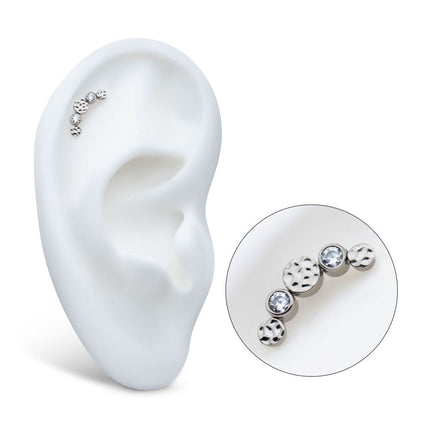 Invictus Titanium Internally Threaded Bezel Set CZ/Opal Hammered Cluster Top