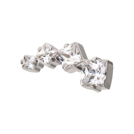 Invictus Titanium Internally Threaded Prong Set Princess Cut Gem Staggered 4-Cluster Top