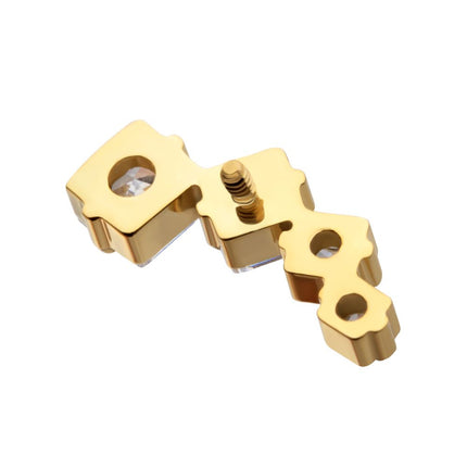 Invictus 24Kt Gold PVD Titanium Internally Threaded Prong Set Princess Cut Gem Staggered 4-Cluster Top