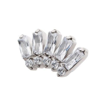 Invictus Titanium Internally Threaded Prong Set Baguette & Round Gem Fan Shape 5-Cluster Top