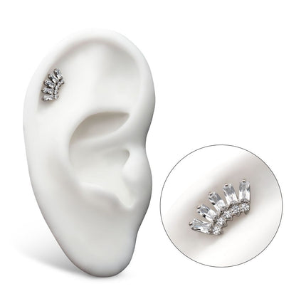 Invictus Titanium Internally Threaded Prong Set Baguette & Round Gem Fan Shape 5-Cluster Top