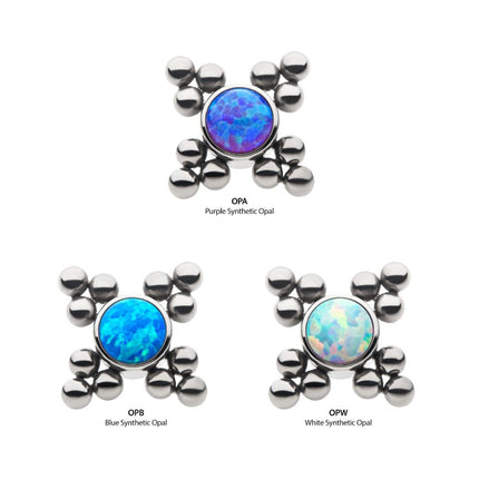 Invictus Titanium Internally Threaded 12-Bead Bezel Round Opal/CZ Cluster Top