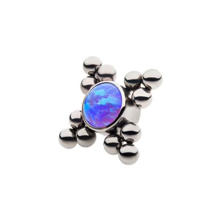 Invictus Titanium Internally Threaded 12-Bead Bezel Round Opal/CZ Cluster Top