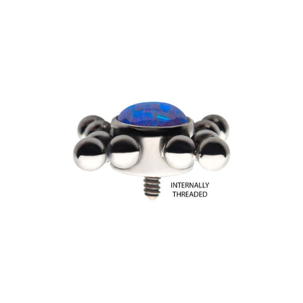Invictus Titanium Internally Threaded 12-Bead Bezel Round Opal/CZ Cluster Top