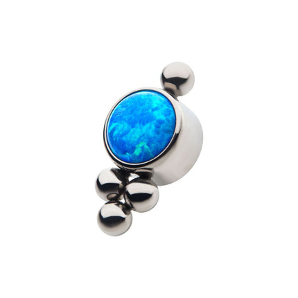 Invictus Titanium Internally Threaded with 1 Bezel Set CZ/Synthetic Opal and 4 Beads Top