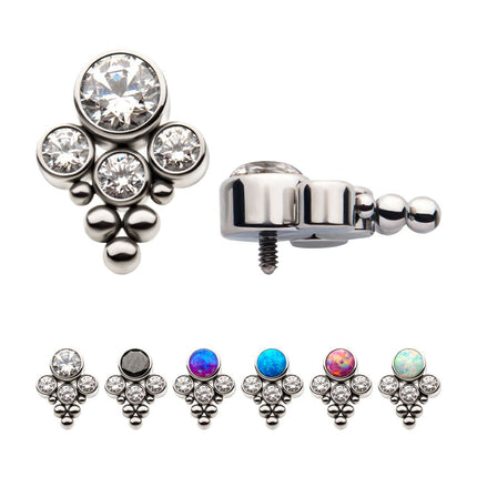 Invictus 16G Titanium Internally Threaded with 4 Bezel Set Synthetic Opal/Swarovski Zirconia/AAA CZ and Beads Top