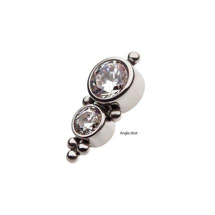 Invictus Titanium Internally Threaded 2-Bezel Set Synthetic Opal/AAA Gem/Swarovski Zirconia & Beads Cluster Top