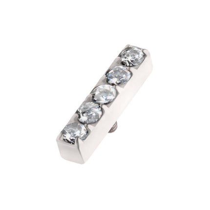 Invictus Titanium Internally Threaded Prong Set Crystal/CZ/Opal 5-Cluster Bar Top