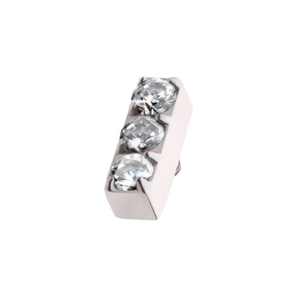 Invictus Titanium Internally Threaded Prong Set Crystal/CZ/Opal 3-Cluster Bar Top